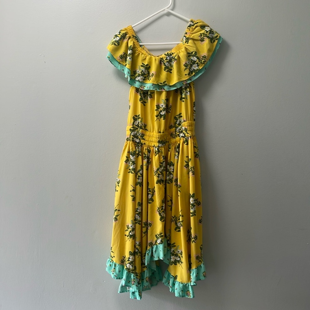 Matilda Jane Hooked on a Feeling Yellow Floral Off Shoulder Ruffle Dress Small